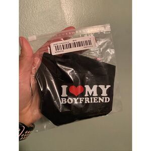 I Love My Boyfriend Black Thong New XL